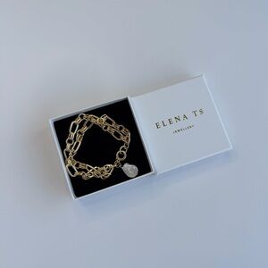 500 Gold Chain Bracelet with Pearl Charm